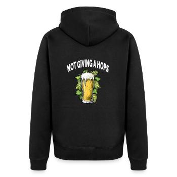 Lustiges Bier Alkohol NOT GIVING A HOPS - Unisex Premium Bio Zip Hoodie - Schwarz - Hinten - Nico (187cm)