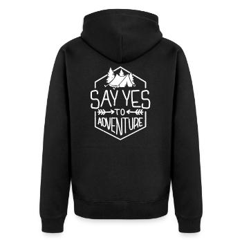 Camping Say Yes To Adventure Shirt - Unisex Premium Organic Zip Hoodie - black - Back - Nico (187cm)