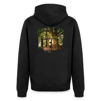 waldliebe mit fuchs - Unisex Premium Bio Zip Hoodie - Schwarz - Hinten - Nico (187cm)
