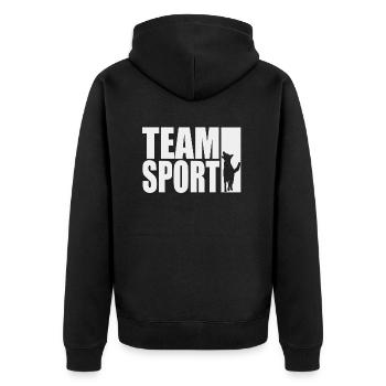 Teamsport Motiv Hundesport IGP 1 - Unisex Premium Bio Zip Hoodie - Schwarz - Hinten - Nico (187cm)