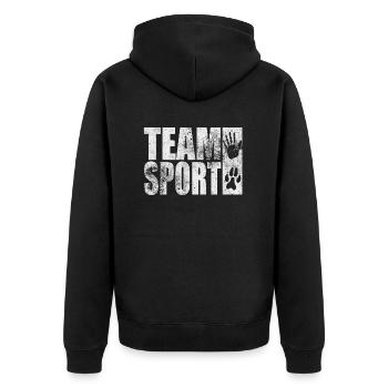 Teamsport Motiv Hand Pfote Hundesport Grunge IGP - Unisex Premium Bio Zip Hoodie - Schwarz - Hinten - Nico (187cm)
