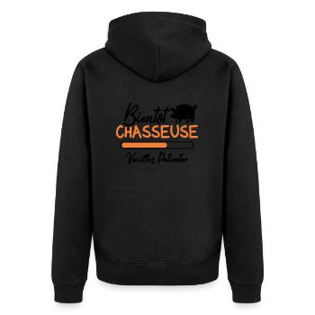 Bientôt Chasseuse veuillez patienter - Veste à capuche bio Premium Unisexe - noir - Dos - Nico (187cm)