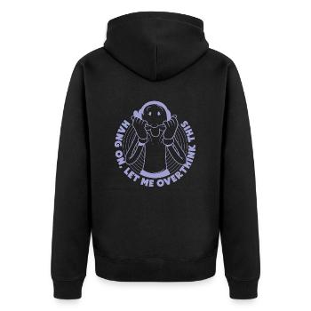 Popeye Hang On Let Me Overthink This - Unisex Premium Bio Zip Hoodie - Schwarz - Hinten - Nico (187cm)