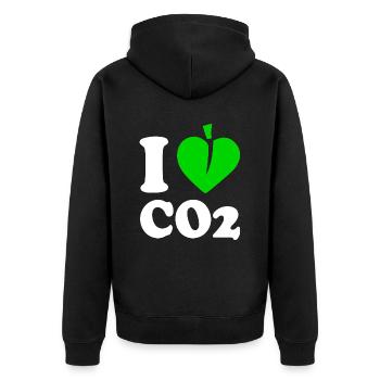 I love co2 - Unisex Premium Organic Zip Hoodie - black - Back - Nico (187cm)