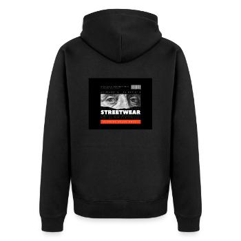 Streetwear Eyes - Unisex Premium Bio Zip Hoodie - Schwarz - Hinten - Nico (187cm)