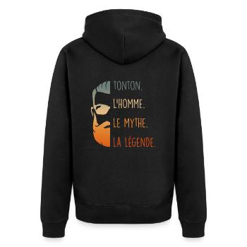 Mon Oncle Mon Tonton Personnage De Légende - Veste à capuche bio Premium Unisexe - noir - Dos - Nico (187cm)