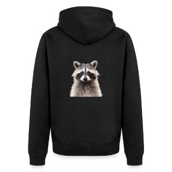 Waschbär Racoon - Unisex Premium Bio Zip Hoodie - Schwarz - Hinten - Nico (187cm)
