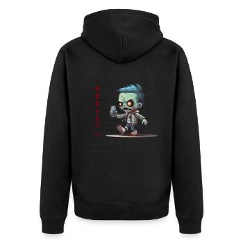 Handyholiker - Unisex Premium Bio Zip Hoodie - Schwarz - Hinten - Nico (187cm)