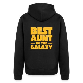 Best Aunt In The Galaxy - Unisex Premium Bio Zip Hoodie - Schwarz - Hinten - Nico (187cm)