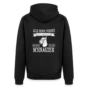 Alle Hunde Schnauzer - Unisex Premium Bio Zip Hoodie - Schwarz - Hinten - Nico (187cm)