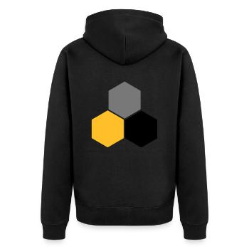 Wabe 5 - Unisex Premium Bio Zip Hoodie - Schwarz - Hinten - Nico (187cm)