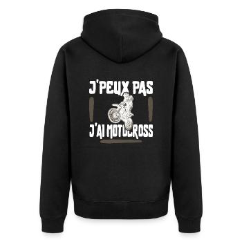 J'peux pas t-shirt humour motocross - Veste à capuche bio Premium Unisexe - noir - Dos - Nico (187cm)