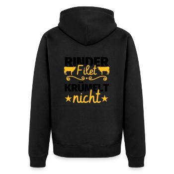 Rinderfilet krümelt nicht Fleisch Grillen Geschenk - Unisex Premium Bio Zip Hoodie - Schwarz - Hinten - Nico (187cm)