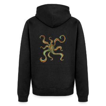 Abstrakter Octopus - Unisex Premium Bio Zip Hoodie - Schwarz - Hinten - Nico (187cm)