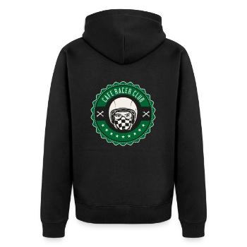 Cafe racer club - Unisex Premium Bio Zip Hoodie - Schwarz - Hinten - Nico (187cm)