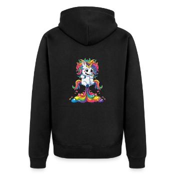 Einhorn Furz (Unicorn ) - Unisex Premium Bio Zip Hoodie - Schwarz - Hinten - Nico (187cm)