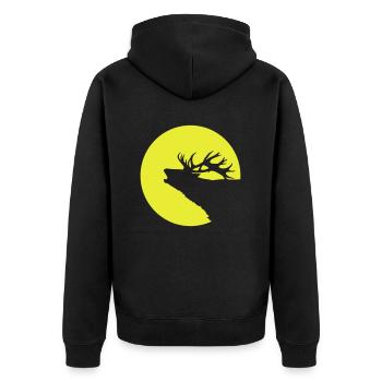 mond röhrender hirsch kult-shirt - Unisex Premium Bio Zip Hoodie - Schwarz - Hinten - Nico (187cm)