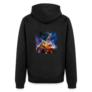 Mystic Mountain, Carina Nebula, Space, Galaxy, - Unisex Premium Organic Zip Hoodie - black - Back - Nico (187cm)