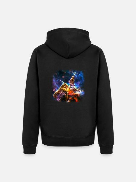 Mystic Mountain, Carina Nebula, Space, Galaxy, - Unisex Premium Organic Zip Hoodie - black