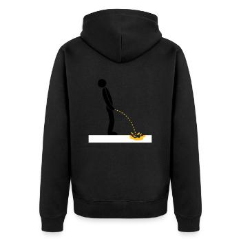 pinkeln schnee gelb winter kalt boden logo im steh - Unisex Premium Bio Zip Hoodie - Schwarz - Hinten - Nico (187cm)