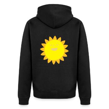 Fröhlicher Sonnenschein - Unisex Premium Bio Zip Hoodie - Schwarz - Hinten - Nico (187cm)