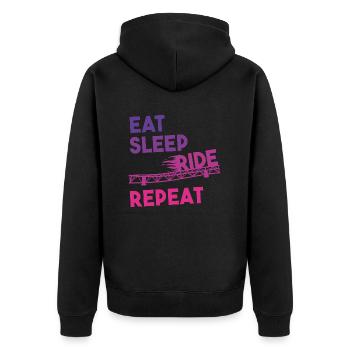 Eat Sleep Ride Repeat Rollercoaster T-Shirt - Unisex Premium Organic Zip Hoodie - black - Back - Nico (187cm)