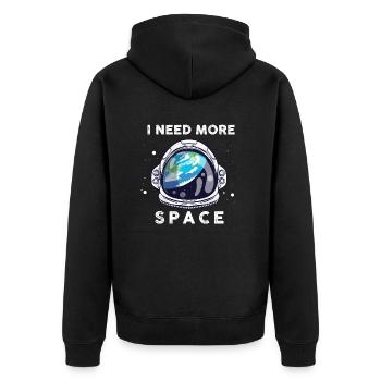 I need more space space astronaut saying funny - Unisex Premium Organic Zip Hoodie - black - Back - Nico (187cm)