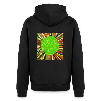 Lustiger Pilz / mushrooms - Unisex Premium Bio Zip Hoodie - Schwarz - Hinten - Nico (187cm)