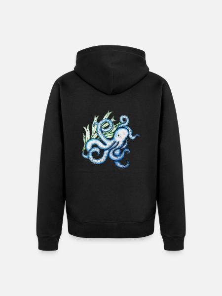 Blue Octopus - Unisex Premium Organic Zip Hoodie - black