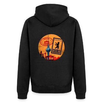 Berlin Skyline TV Tower Brandenburg Gate - Unisex Premium Organic Zip Hoodie - black - Back - Nico (187cm)
