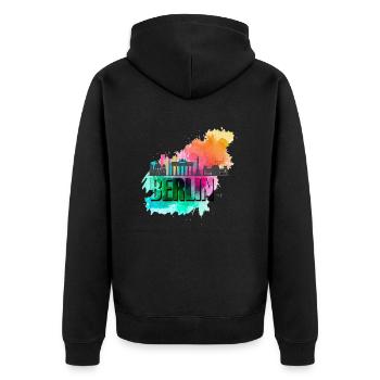 Berlin Deutschland Germany Skyline Stadt City - Unisex Premium Organic Zip Hoodie - black - Back - Nico (187cm)