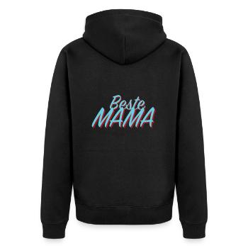 Beste Mama - Unisex Premium Bio Zip Hoodie - Schwarz - Hinten - Nico (187cm)