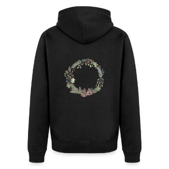 Christmas wreath - Unisex Premium Organic Zip Hoodie - black - Back - Nico (187cm)