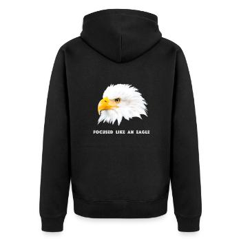 Weißkopfseeadler - Unisex Premium Bio Zip Hoodie - Schwarz - Hinten - Nico (187cm)