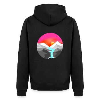 Paysage Peinture numérique Coucher de soleil dans la montagne - Veste à capuche bio Premium Unisexe - noir - Dos - Nico (187cm)
