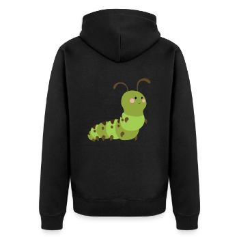 Raupe - Unisex Premium Bio Zip Hoodie - Schwarz - Hinten - Nico (187cm)