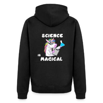 Wissenschaft - Unisex Premium Bio Zip Hoodie - Schwarz - Hinten - Nico (187cm)