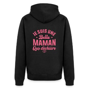 Belle Maman Qui Déchire Cadeau Belle Mère Fête - Veste à capuche bio Premium Unisexe - noir - Dos - Nico (187cm)