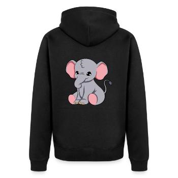 elephant - Unisex Premium Organic Zip Hoodie - black - Back - Nico (187cm)