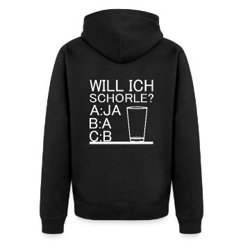 Wein Pfalz Vino Schorle - Unisex Premium Bio Zip Hoodie - Schwarz - Hinten - Nico (187cm)