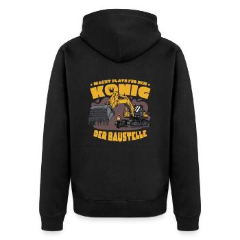 Beruf König der Baustelle Baggerfahrer Bauarbeiter - Unisex Premium Bio Zip Hoodie - Schwarz - Hinten - Nico (187cm)