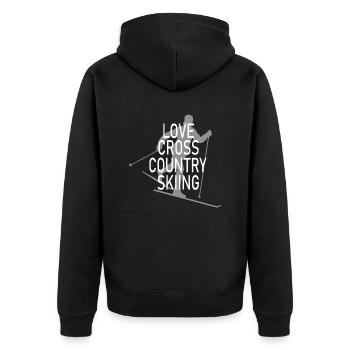 Langlauf Biathlon Ski Skiing - Unisex Premium Bio Zip Hoodie - Schwarz - Hinten - Nico (187cm)