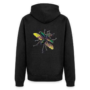 hirschkäfer - Unisex Premium Bio Zip Hoodie - Schwarz - Hinten - Nico (187cm)