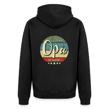 Opa - Unisex Premium Bio Zip Hoodie - Schwarz - Hinten - Nico (187cm)