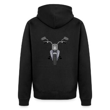 Motorrad - Unisex Premium Bio Zip Hoodie - Schwarz - Hinten - Nico (187cm)