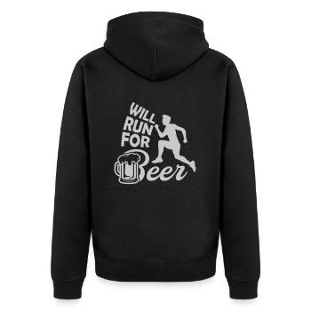 Saying Beer Run - Unisex Premium Organic Zip Hoodie - black - Back - Nico (187cm)