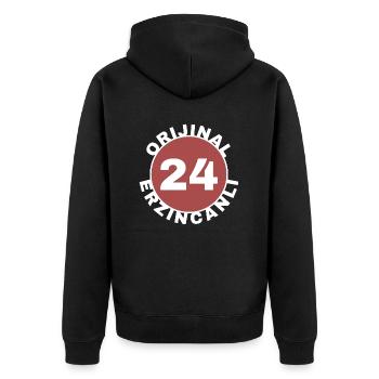 Erzincan - Unisex Premium Bio Zip Hoodie - Schwarz - Hinten - Nico (187cm)