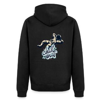 Chilling astronaut - Unisex Premium Bio Zip Hoodie - Schwarz - Hinten - Nico (187cm)