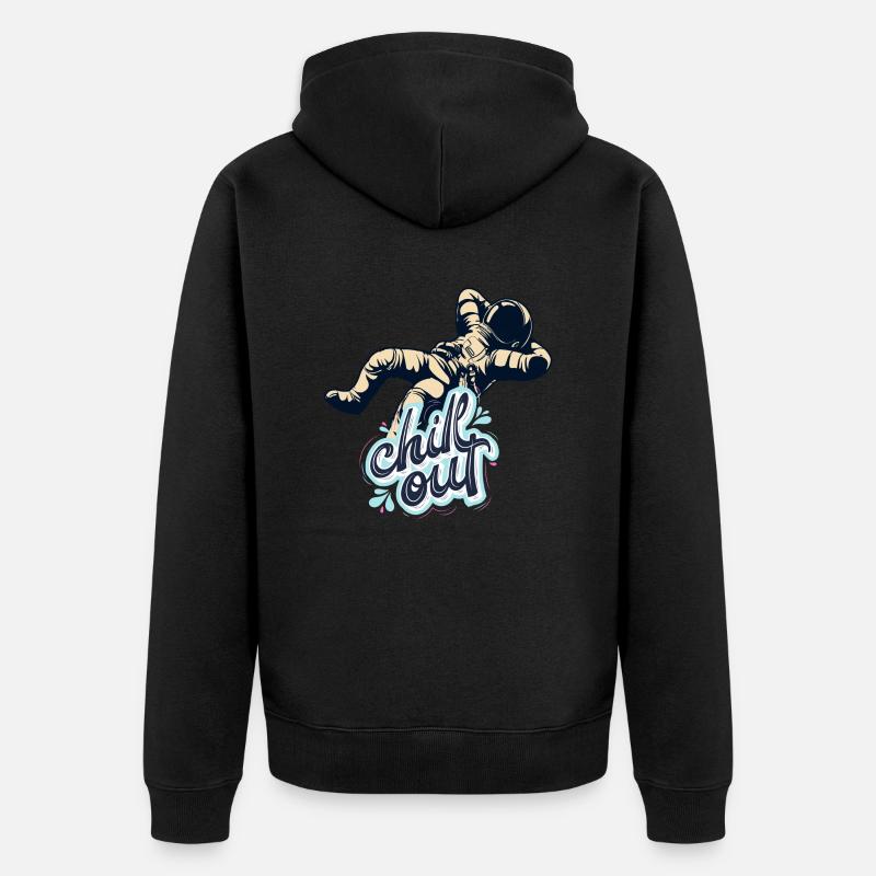 Chilling astronaut - Unisex Premium Bio Zip Hoodie - Schwarz
