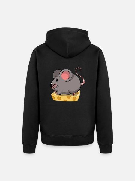 Mouse Cartoon - Unisex Premium Organic Zip Hoodie - black